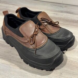 Lands End Mens Duck Boots/shoes Brown Suede Lace Up Low Top Snow Waterproof 9 D